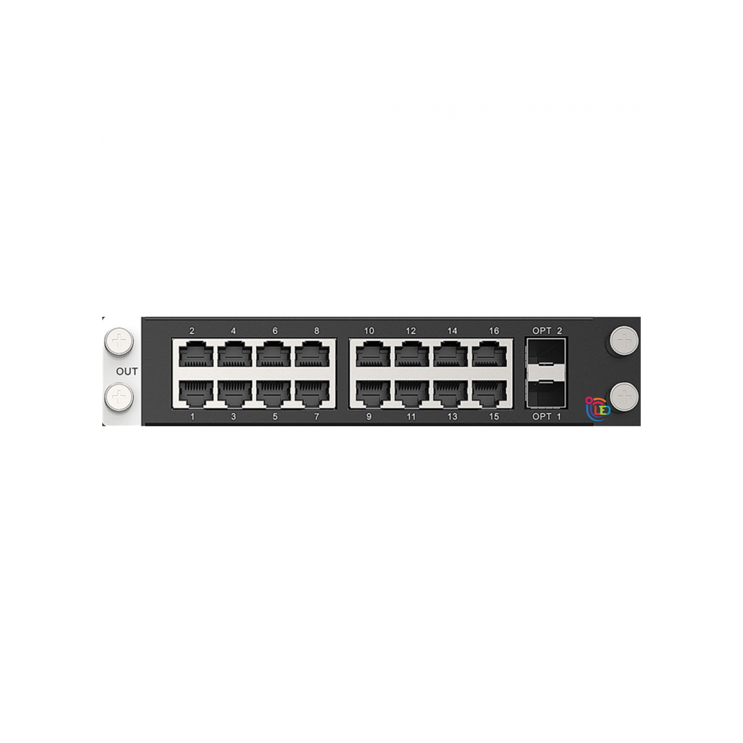 کارت خروجی 16 پورت RJ45 و 2 فیبر نوااستار نما از روبوری کارت